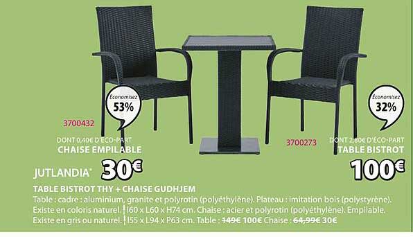 Table Bistrot Thy + Chaise Gudhjem Jutlandia