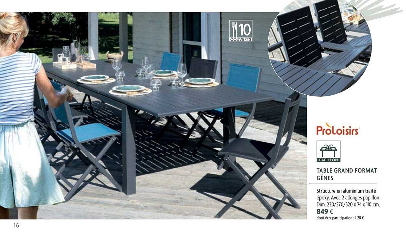 table grand format gênes