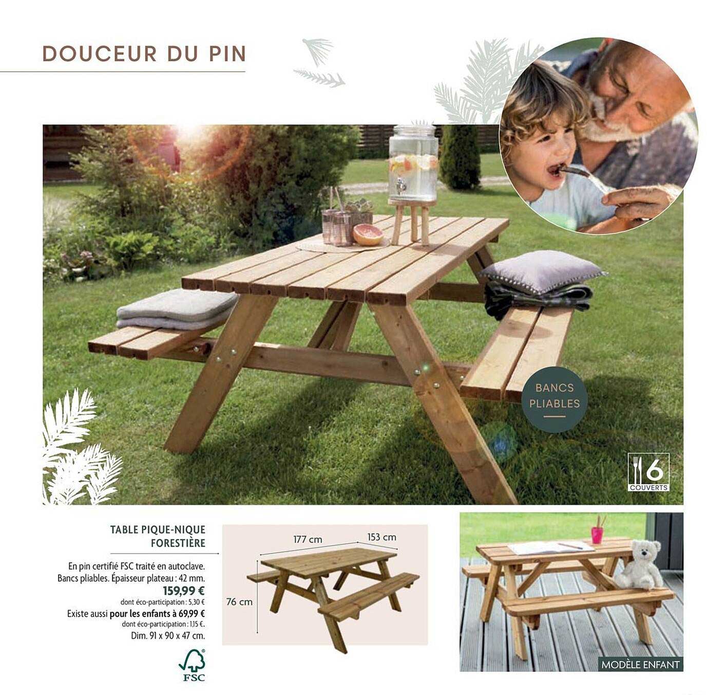 table pique-nique forestière