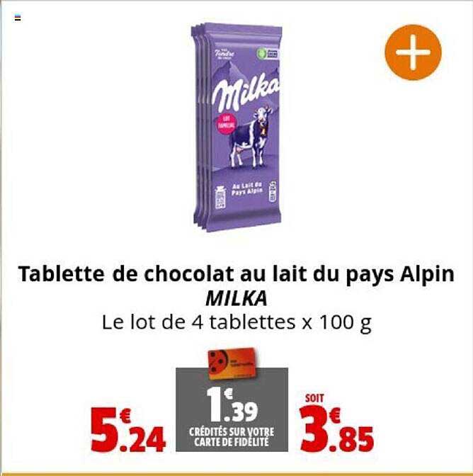 Tablette De Chocolat Au Lait Du Pays Alpin Milka