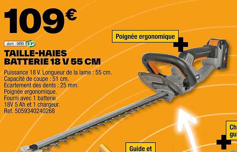 taille-haies batterie 18 v 55 cm