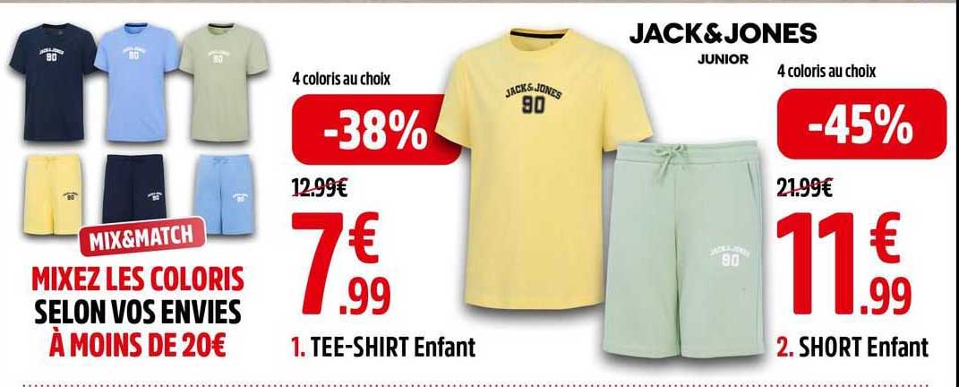 tee-shirt enfant jack & jones, short enfant jack & jones