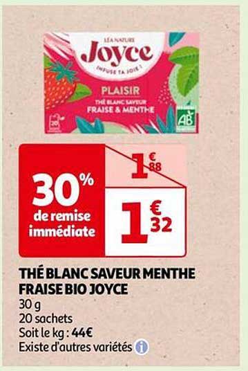 thé blanc saveur menthe fraise bio joyce