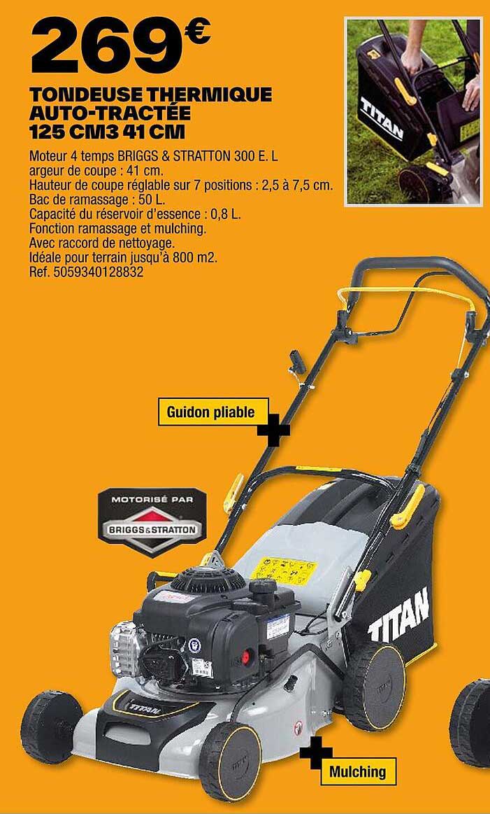 Tondeuse Thermique Auto-tractée 125 Cm3 41 Cm