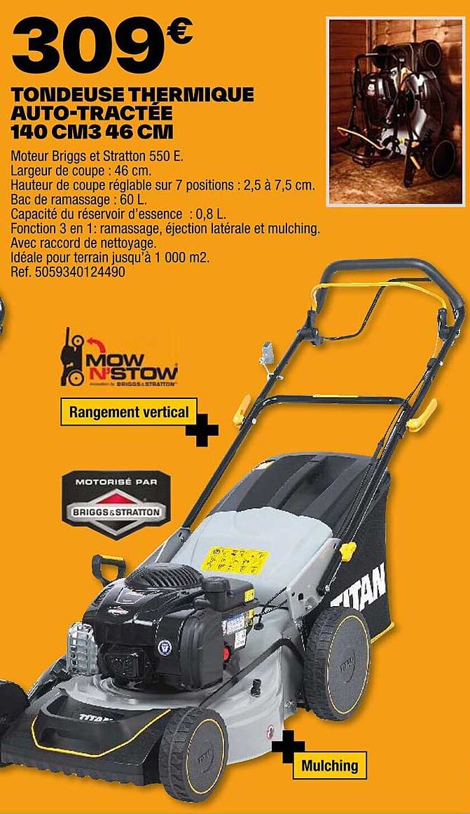 tondeuse thermique auto-tractée 140 cm3 46 cm
