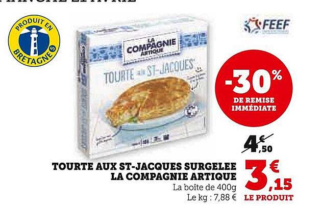 tourte aux st-jacques surgelée la compagnie artique