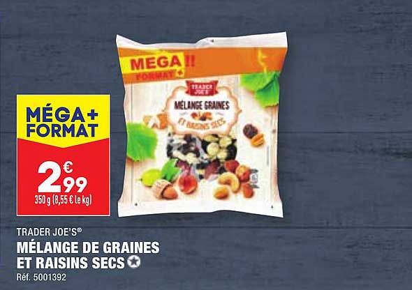 trader joe's mélange de graines et raisins secs
