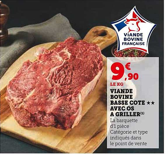 viande bovine basse côte**avec os à griller