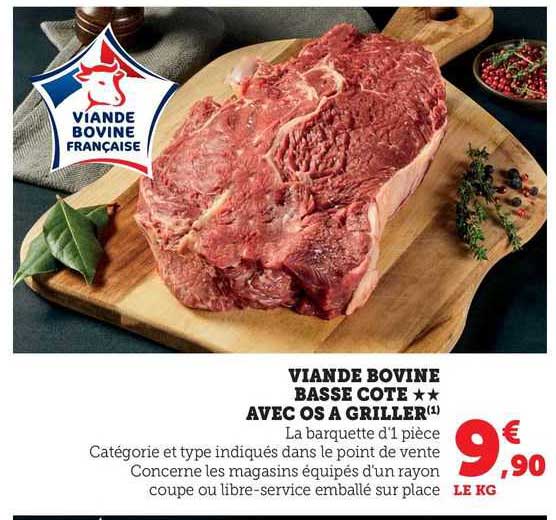 viande bovine basse côte**avec os à griller