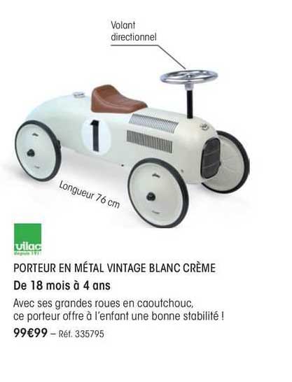 Vilac Porteur En Métal Vintage Blanc Crème