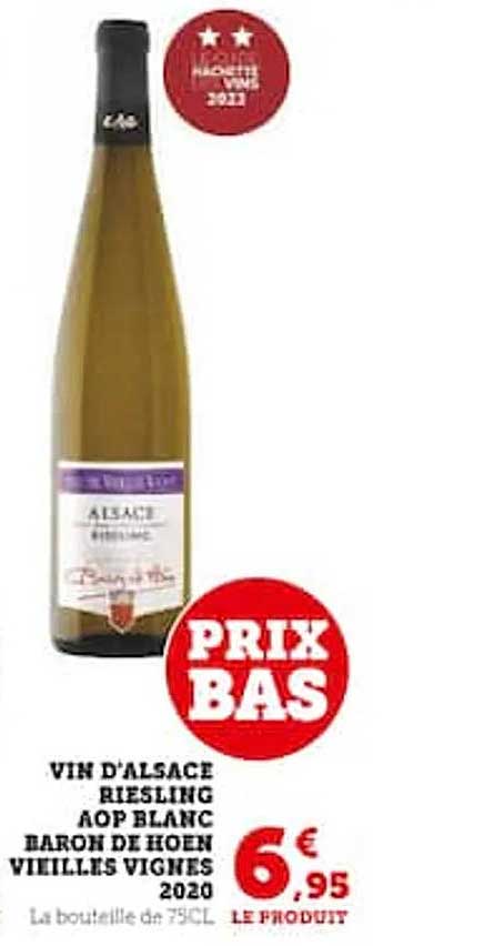 vin d'alsace riesling aop blanc baron de hoen vieilles vignes 2020