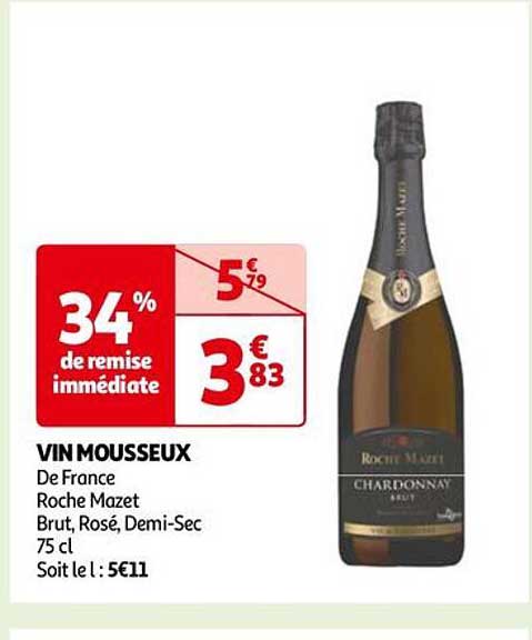 vin mousseux de france roche mazet brut, rosé, demi-sec