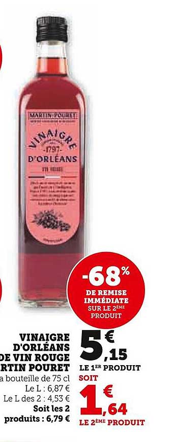vinaigre d'orléans de vin rouge martin pouret