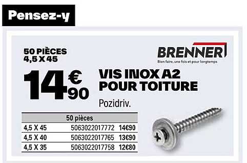 Vis Inox A2 Pour Toiture Brenner