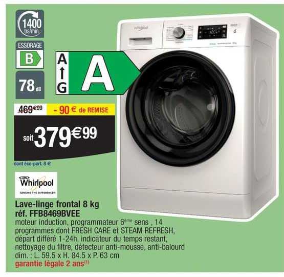 whirlpool lave-linge frontal ffb8469bvee