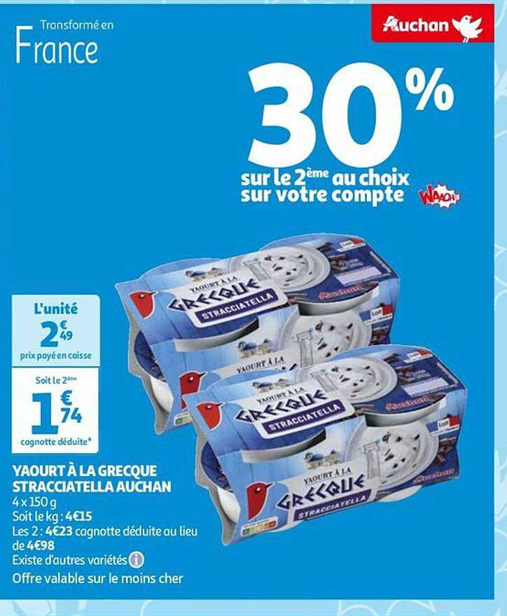 Yaourt à La Grecque Stracciatella Auchan