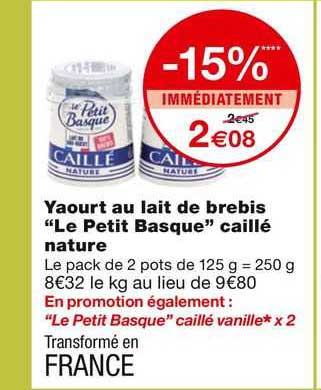 Yaourt Au Lait De Brebis "le Petit Basque" Caillé Nature
