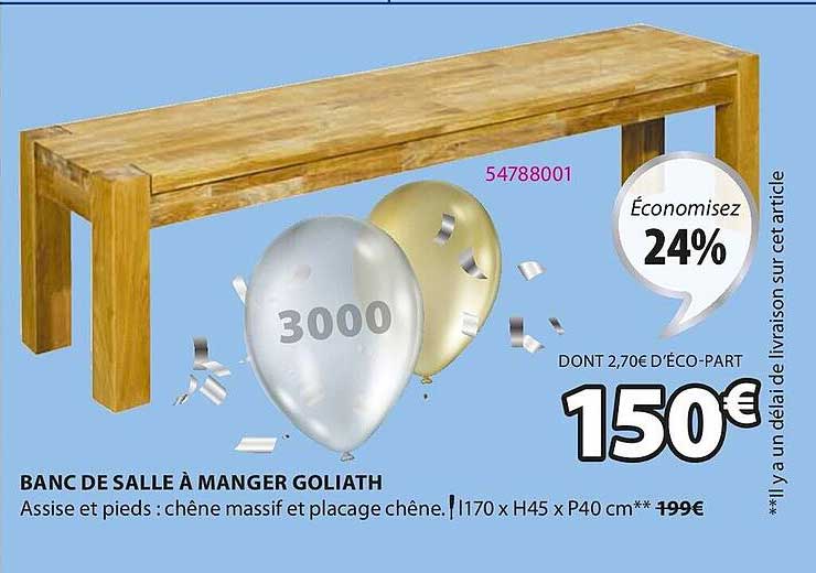 banc de salle à manger goliath