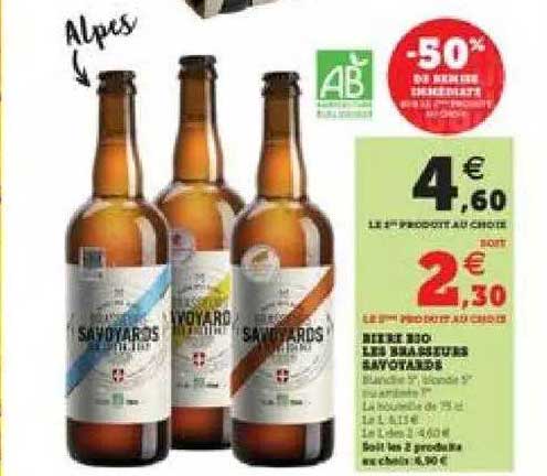 bière bio les brasseurs savoyarde -50% de remise immédiate sur le 2ème produits