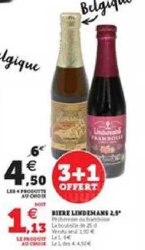 bière lendemain 2.5° 3+1 offert