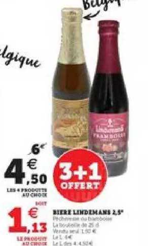 bière lendemain 2.5° 3+1 offert