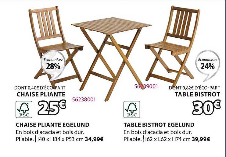 Chaise Pliante Egelund Table Bistro Egelund