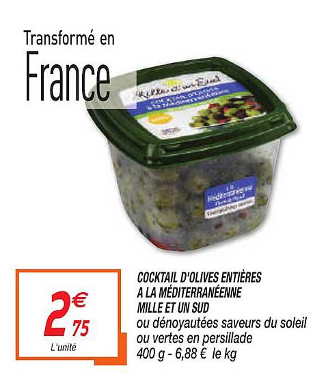 cocktail d'olives entières a la méditerranéenne mille et un sud