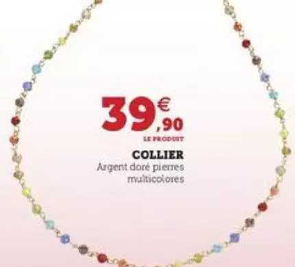 collier argent doré pierres multicolores