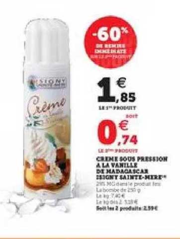 crème sous pression à la vanille de madagascar brigny sainte-mère -60% de remise immédiate
