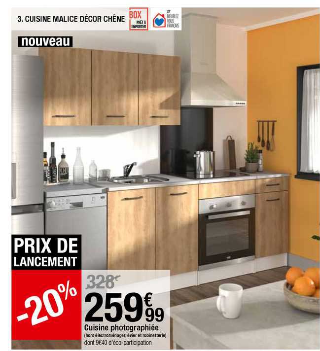 cuisine malice décor chêne, cuisine photographiée