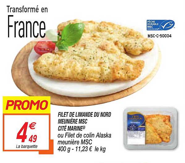 filet de limande de nord meunière msc cité marine