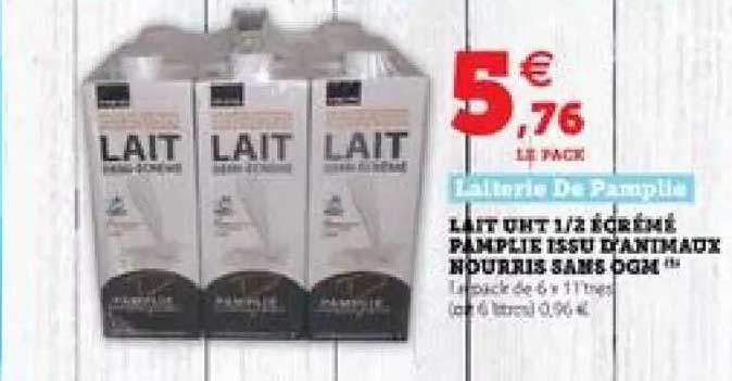 Lait Uht 1-2 écrémé Pamplie Issue D'animaux Nourris Sans Ogm