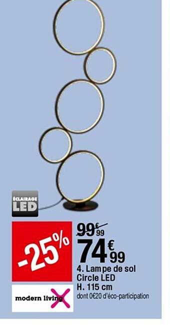 lampe de sol circle led modern living