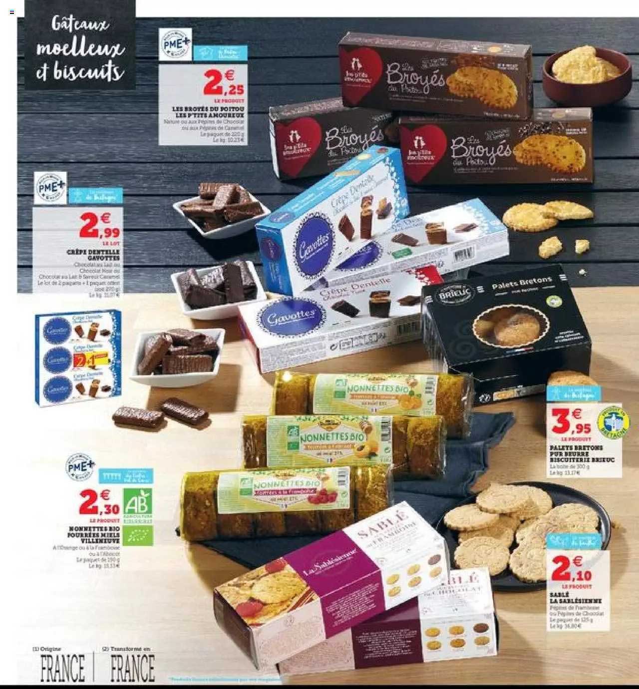 les broyés du poitou les p'tits amoureux, crêpes dentelle gavottes, nonnettes bio fourrées miel villeneuve, palets bretons pur beurre biscuiterie brieuc, sablé sablésienne