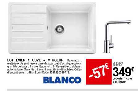 lot évier 1 cuve + mitigeur blanco