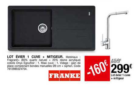 lot évier 1 cuve + mitigeur franke