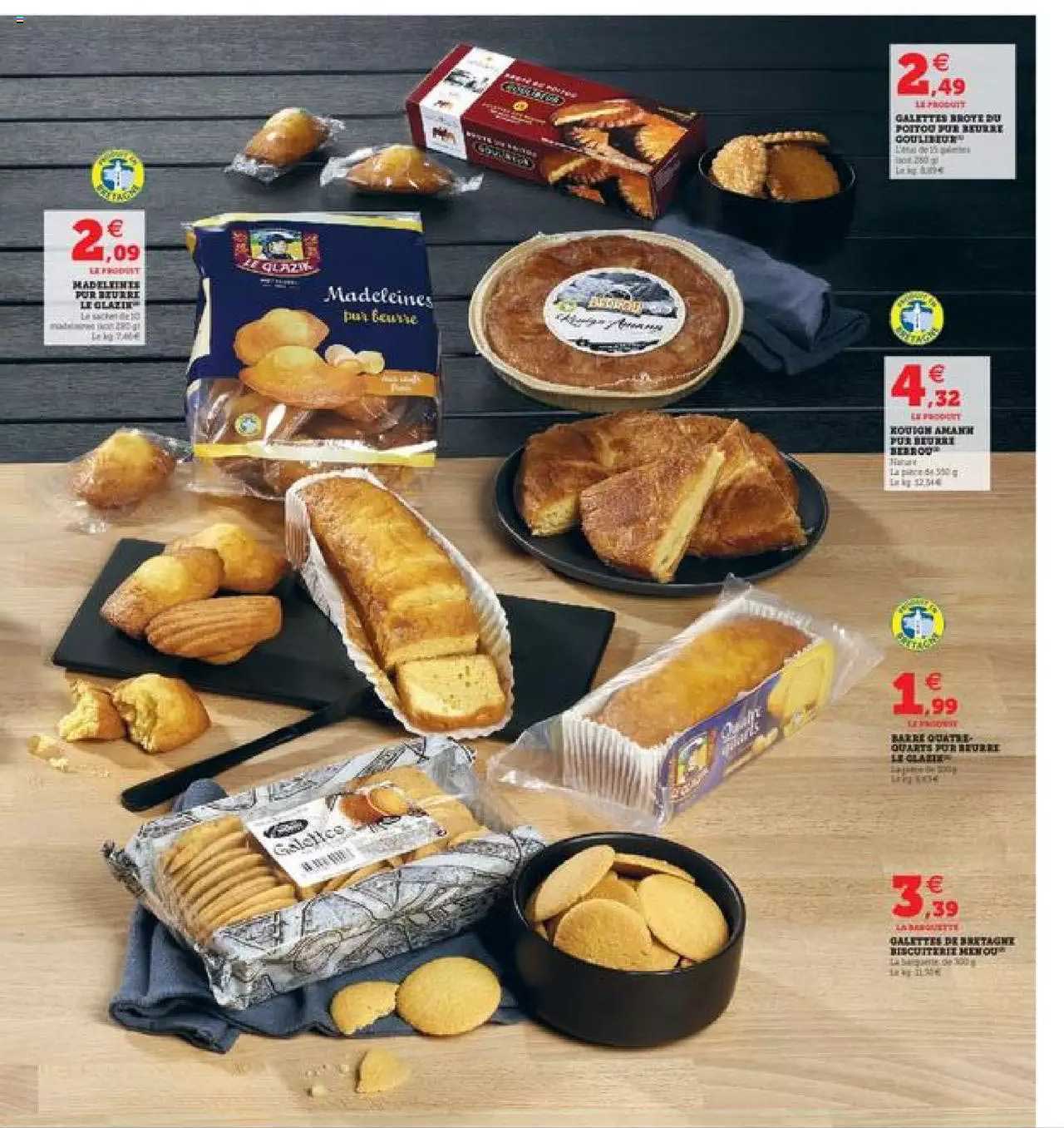 madeleine pur beurre la glazik, gallettes les broyés du poitou pur beurre, gallette de bretagne biscuiterie menou