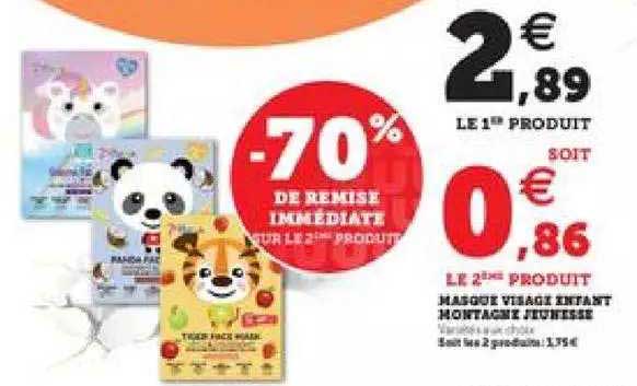 Masque Visage Enfant Montagne Jeunesse -70% De Remise Immédiate Sur Le 2ème Produits