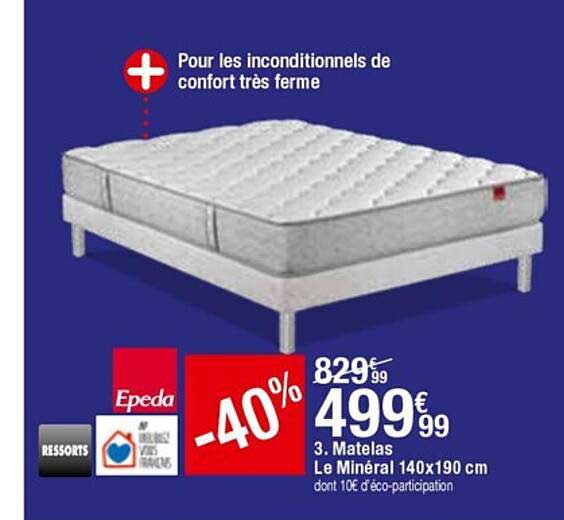 Matelas Le Minéral 140 X 190 Cm Epeda