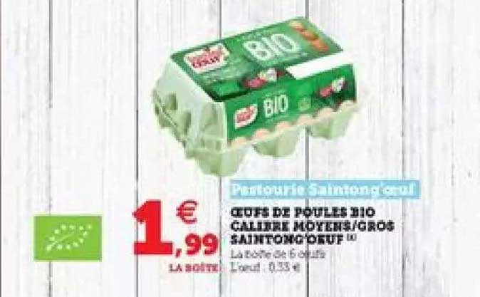 œufs de poules bio calibre moyens - gros saintong'oeuf