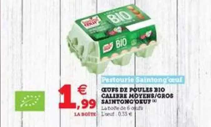 œufs de poules bio calibre moyens - gros saintong'oeuf