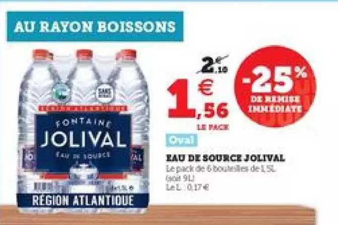 oval eau de source jolival -25% de remise immédiate