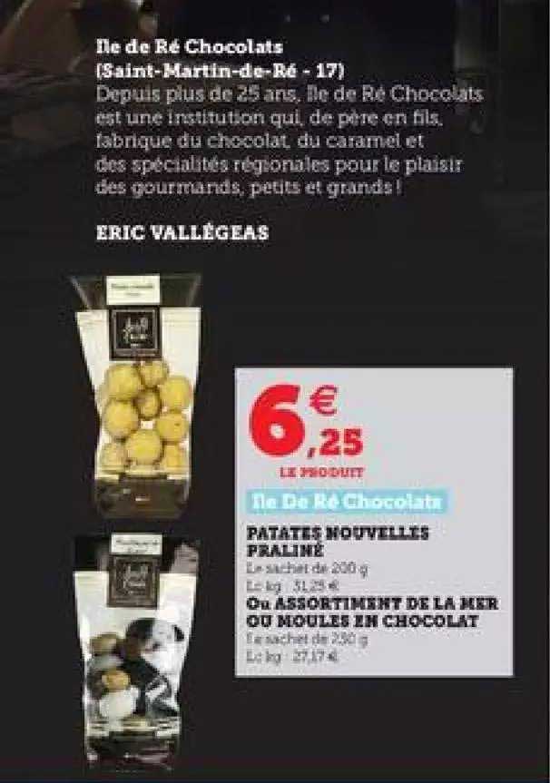 patates nouvelles praliné ou assortiment de la mer ou moules en chocolat