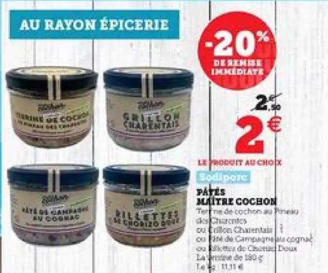 pâtés maitre cochon -20% de remise immédiate