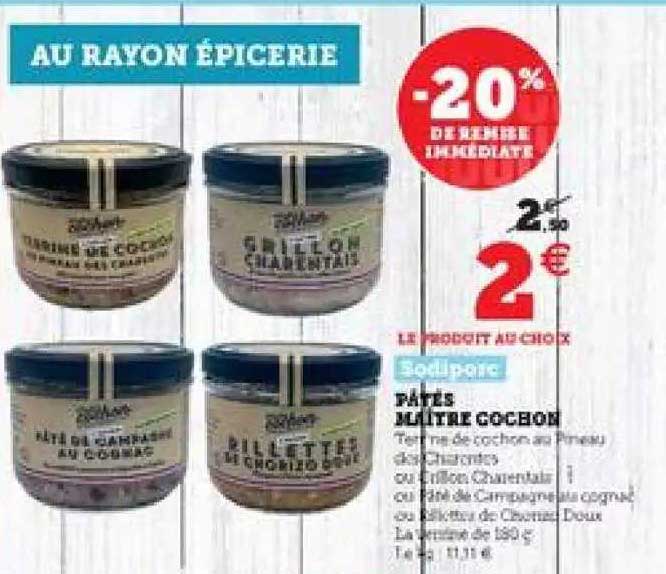 pâtés maître cochon -20% de remise immédiate