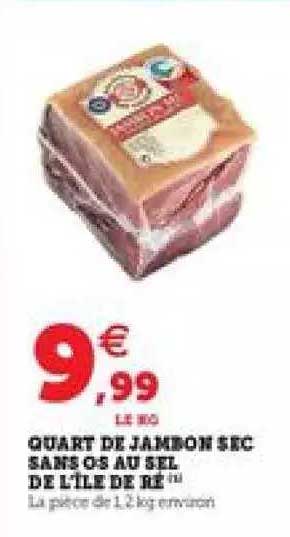 quart de jambon sec sans os au sel de l'île de ré