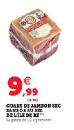 quart de jambon sec sans os au sel de l'île de ré