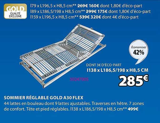Sommier Réglables Gold A30 Flex