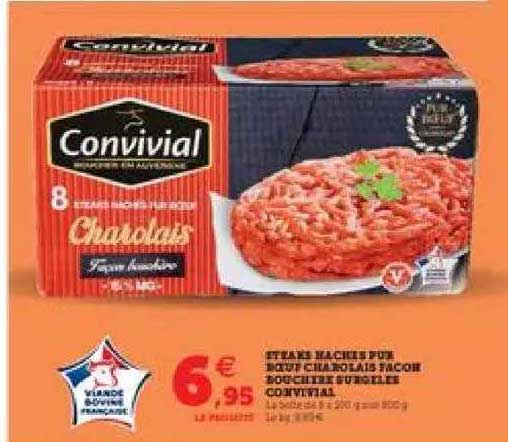 steak hachés pur bœuf charolais façon bouchère surgelée convivial