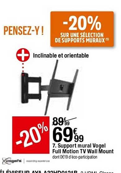 support mural vogel full motion tv wall mount